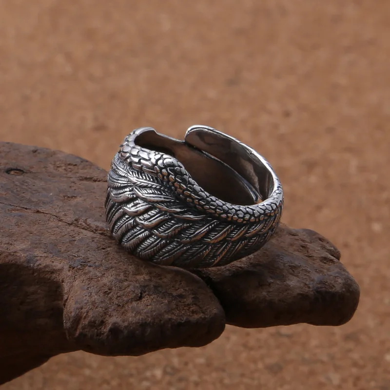 S925 Sterling Silver Ring Fashion Korean-Style Vintage Thai Silver Creative Eagle Wings Open Ring
S925 Sterling Silver Ring Fashion Korean-Style Vintage Thai Silver Creative Eagle Wings Open Ring