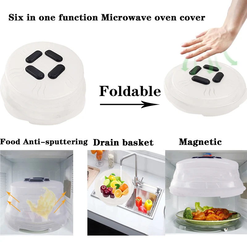 Microwave Oven Folding Hover Cover Magnetic Multifunction Microwave Plate Cover Anti-Splash Cover With Steam Vents
Microwave Oven Folding Hover Cover Magnetic Multifunction Microwave Plate Cover Anti-Splash Cover With Steam Vents