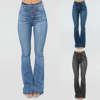 High Waist Jeans For Women Casual Ladies Jeans Autumn Solid Denim Pants With Pocket Female Plus Size Flared Trousers Jean Femme
High Waist Jeans For Women Casual Ladies Jeans Autumn Solid Denim Pants With Pocket Female Plus Size Flared Trousers Jean Femme