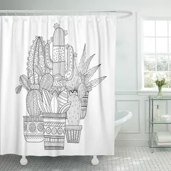 Cactus Cacti Succulents Black and White for Coloring Books Shower Curtain Waterproof Polyester Fabric 72 x 78 Inches Set
Cactus Cacti Succulents Black and White for Coloring Books Shower Curtain Waterproof Polyester Fabric 72 x 78 Inches Set