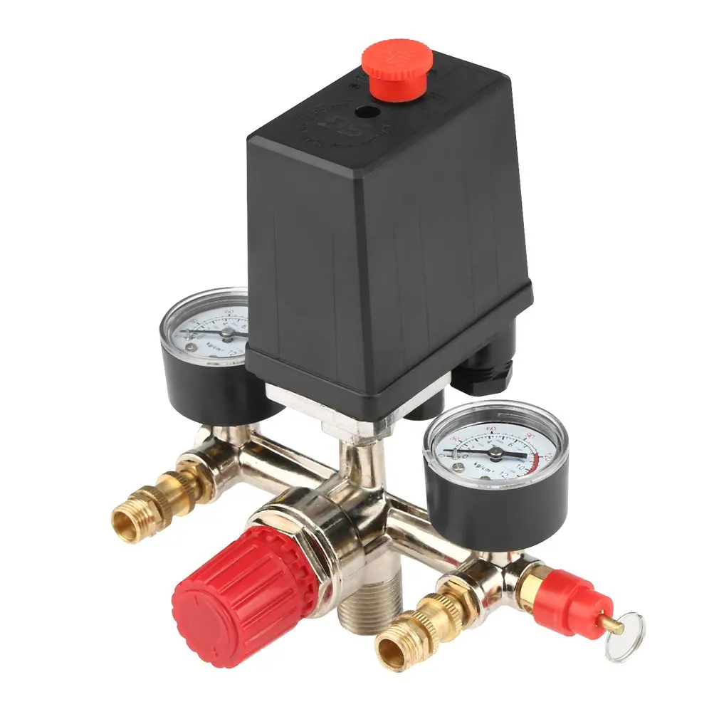 40343 Adjustable Pressure Switch Air Compressor Switch Pressure Regulating with 2 Press Gauges Valve Control Set
40343 Adjustable Pressure Switch Air Compressor Switch Pressure Regulating with 2 Press Gauges Valve Control Set