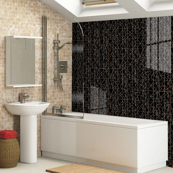 Artistic gold line black tile stickers Stair wall adhesive-free self-adhesive wallpaper Bathroom moisture-proof stickers
Artistic gold line black tile stickers Stair wall adhesive-free self-adhesive wallpaper Bathroom moisture-proof stickers