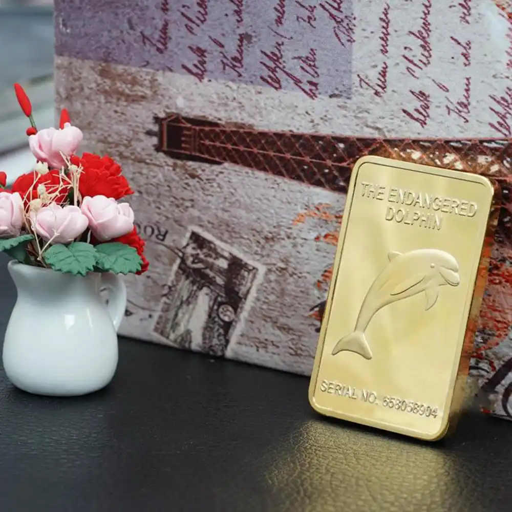 bullion bar dolphin gift commemorative coin souvenir coin 24k