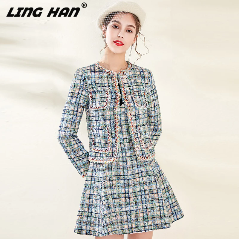 LINGHAN Autumn Women Suit Designer Runway Fashion Long Sleeve Short Top + Elegant Mini Dress Two Piece Set Female New
LINGHAN Autumn Women Suit Designer Runway Fashion Long Sleeve Short Top + Elegant Mini Dress Two Piece Set Female New