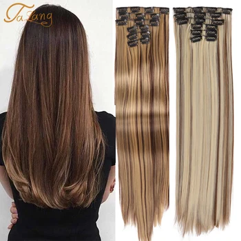 TALANG 6Pcs/Set 24" Hairpiece Straight 16 Clips In False Styling Hair Synthetic Clip In Hair Extensions Heat Resistant
TALANG 6Pcs/Set 24" Hairpiece Straight 16 Clips In False Styling Hair Synthetic Clip In Hair Extensions Heat Resistant
