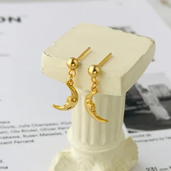 Europe and America Cross Border New Products S925 Fine Silver Creative People Face Ear Stud Light Luxury Golden Moon Earrings Fe 
Europe and America Cross Border New Products S925 Fine Silver Creative People Face Ear Stud Light Luxury Golden Moon Earrings Fe