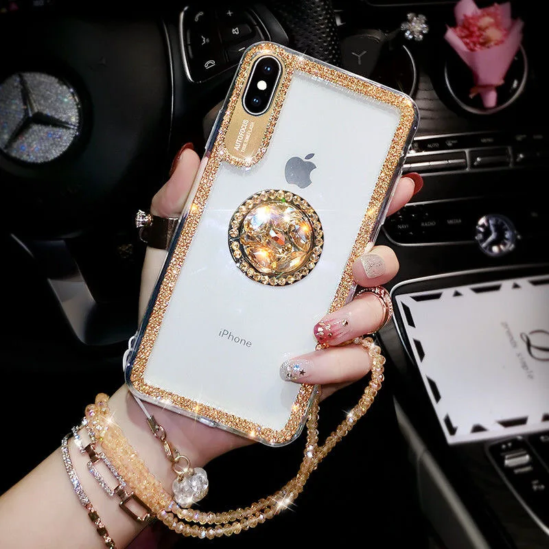 Fashion Rhinestone Phone Cases For IPhone 12 mini 11 Pro Max XR XS Max 7 8 Plus SE2 3in1 Cover + Ring Bracket + Lanyard for Lady
Fashion Rhinestone Phone Cases For IPhone 12 mini 11 Pro Max XR XS Max 7 8 Plus SE2 3in1 Cover + Ring Bracket + Lanyard for Lady