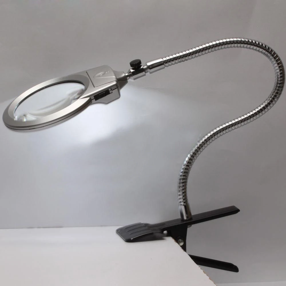 Portable New Lighted Table Top Desk Magnifier LED Lamp Reading 2.5x 5x Magnification Large Lens Magnifying Glass with Clamp
Portable New Lighted Table Top Desk Magnifier LED Lamp Reading 2.5x 5x Magnification Large Lens Magnifying Glass with Clamp