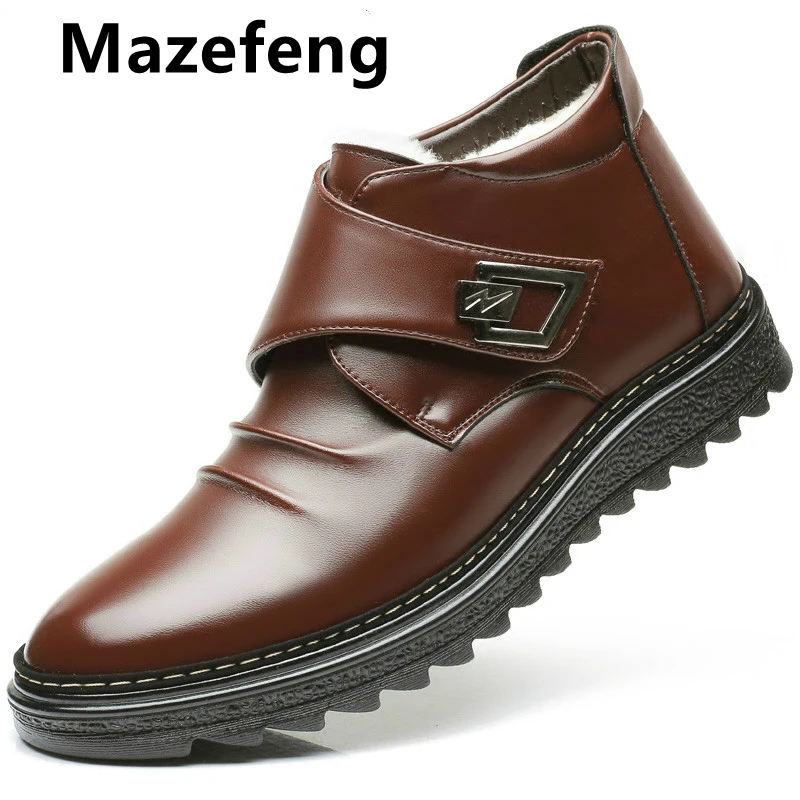 Genuine Leather Mens Snow Boots Winter Fur Cotton Warm Male Ankle Boots Outdoors Waterproof and Slip-proof Mens High Top Boots
Genuine Leather Mens Snow Boots Winter Fur Cotton Warm Male Ankle Boots Outdoors Waterproof and Slip-proof Mens High Top Boots