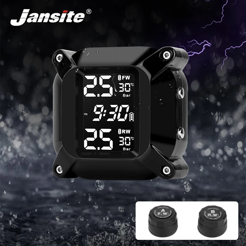 Jansite Moto TPMS Tire Pressure Monitoring System Display Time Warning handlebar installation Wireless Waterproof tpms 2 sensors
Jansite Moto TPMS Tire Pressure Monitoring System Display Time Warning handlebar installation Wireless Waterproof tpms 2 sensors