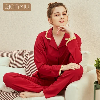 QIANXIU Spring and Autumn Pajamas Women's Long Sleeve Cotton Thin Moon Fall Cute Loose Cardigan Home Furnishing to Go Out
QIANXIU Spring and Autumn Pajamas Women's Long Sleeve Cotton Thin Moon Fall Cute Loose Cardigan Home Furnishing to Go Out