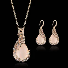 3 pz/set Da Sposa collana di Cristallo Del Rhinestone catena in oro rosa collana di Gioielli Da Sposa Set Orecchini Della Collana Della Lega Da Sposa regalo(China)