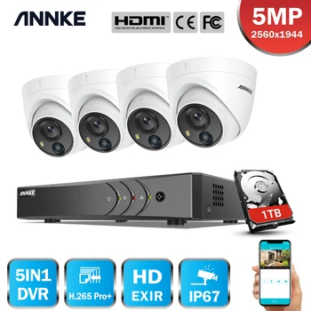 

ANNKE 4CH 5MP Security Camera System 5MP Lite 5IN1 H.265+ DVR With 4PCS 5MP PIR HD EXIR Dome Weatherproof Surveillance CCTV Kit