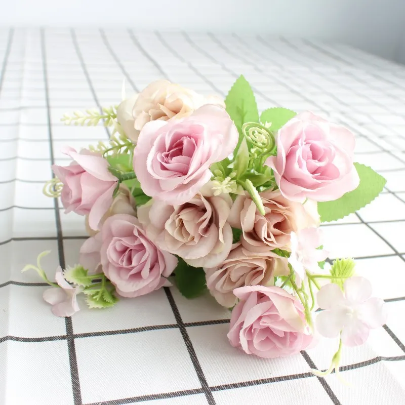 Colorful Artificial Little Rose Flower Bouquet Europe Style Flora Fake Flowers Home Decoration Wedding Decors Simulation Flowers
Colorful Artificial Little Rose Flower Bouquet Europe Style Flora Fake Flowers Home Decoration Wedding Decors Simulation Flowers