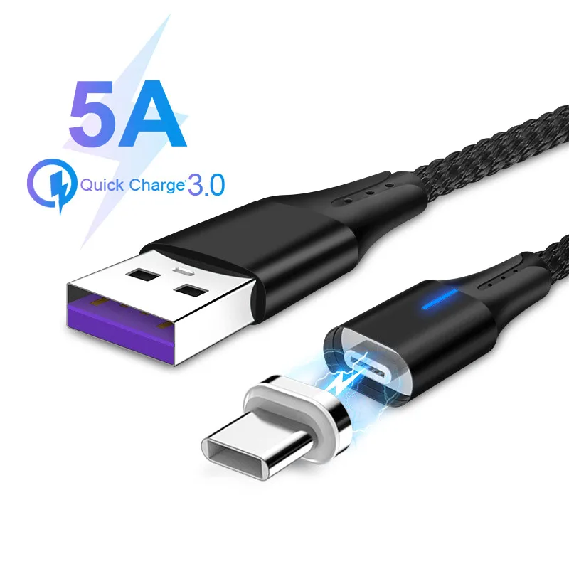Magnetic Type C Cable 5A Super Fast Charging Cord For Huawei Mate 20 X P20 Pro Xiaomi USB-C Magnet Charger LED QC3.0 Type-C Cabo
Magnetic Type C Cable 5A Super Fast Charging Cord For Huawei Mate 20 X P20 Pro Xiaomi USB-C Magnet Charger LED QC3.0 Type-C Cabo