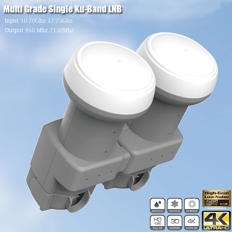 Multi Grade Universal LNB Dish TV Single KU Band LNB 4k Ultra HD High Gain Low Noise Single LNB Satellite TV Receiver
Multi Grade Universal LNB Dish TV Single KU Band LNB 4k Ultra HD High Gain Low Noise Single LNB Satellite TV Receiver