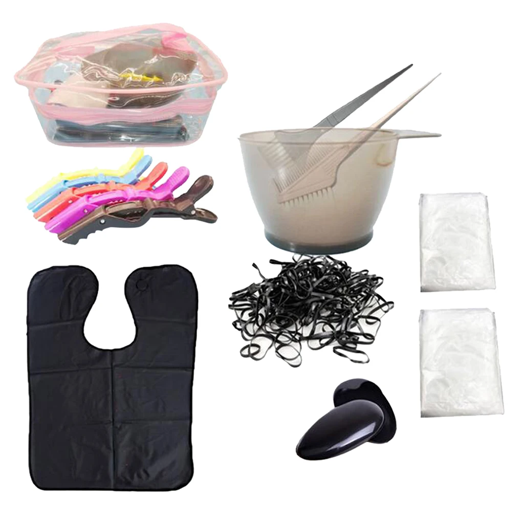 15 Pieces Salon Hair Color Kits DIY Tools Dye Bowl Brush Cape Clips Supplies 15 Pieces Salon Hair Color Kits DIY Tools Dye Bowl Brush Cape Clips Supplies