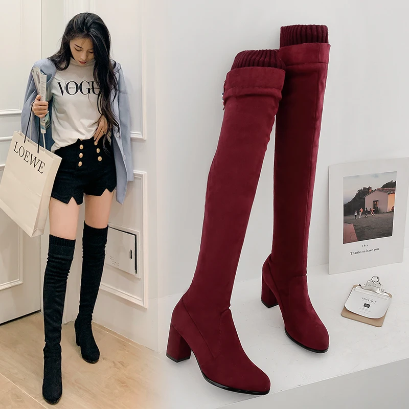 LVABC 2019 New Flock Leather Women Over The Knee Boots Lace Up Sexy High Heels Autumn Woman Shoes Winter Women Boots Size 33-43
LVABC 2019 New Flock Leather Women Over The Knee Boots Lace Up Sexy High Heels Autumn Woman Shoes Winter Women Boots Size 33-43