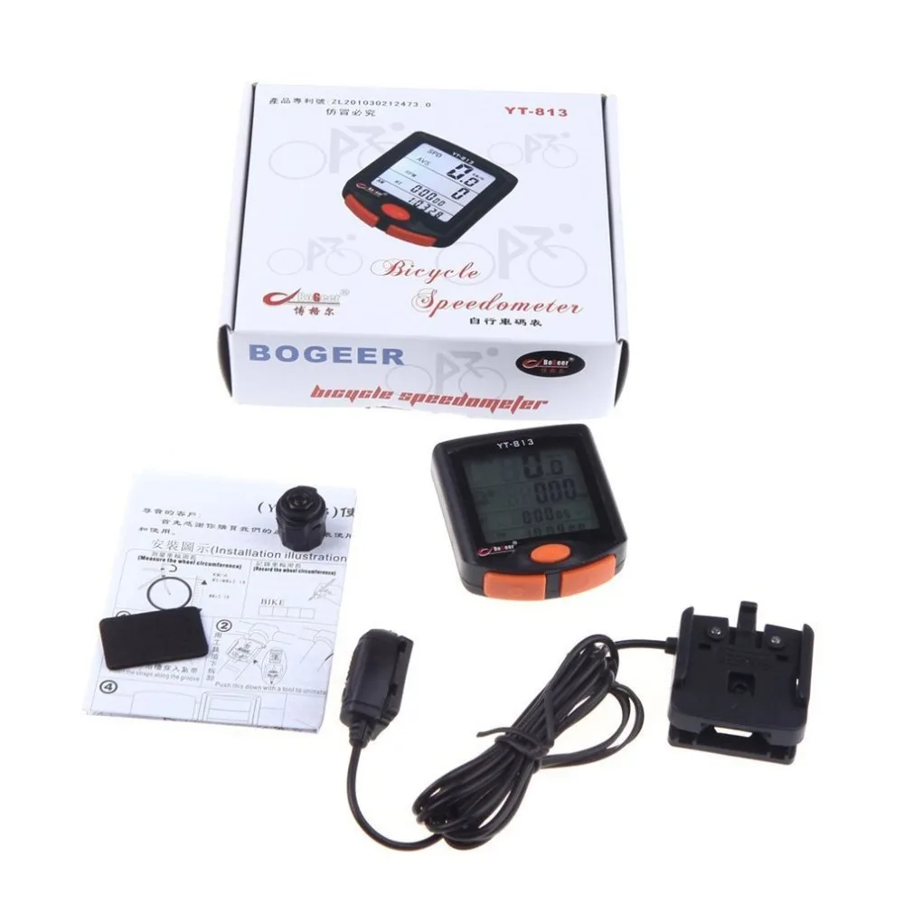

Hot sale Promotion price BOGEER YT-813 Wired Bike Cycling Bicycle Computer Odometer Backlight LCD Speedometer Riding Accessories
