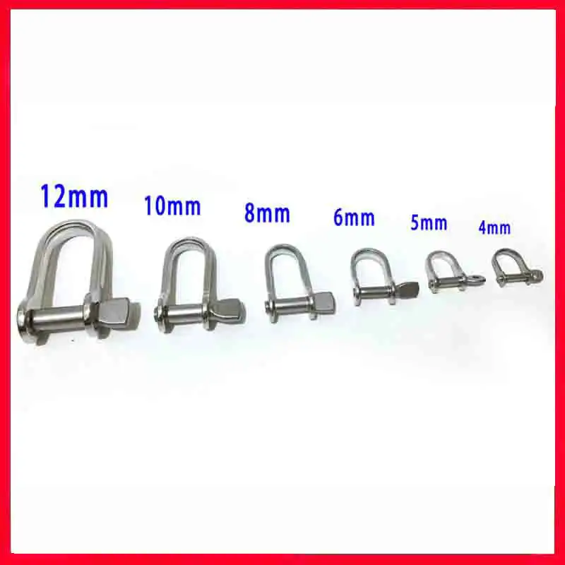 Stainless Steel 316 Marine Grade Flat Dee Shackle High Tensile Screw Pin Anchor Shackle Boat Yart Accessories M4-M12 (1)