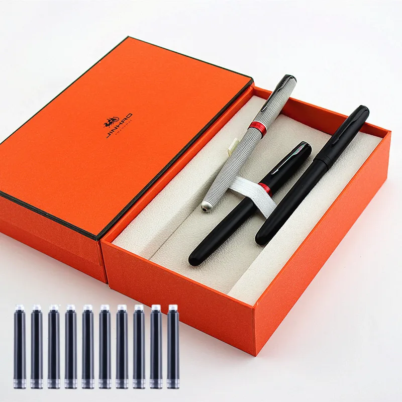 

luxury JINHAO 75 Fountain Pen Checkered Grab ash Feather Arrow Tungsten steel black nib classic ink Office school supplies pen