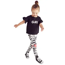 

Children Summer Baby Girl Boutique Clothes Toddler Letter Tops Cotton Zebra Stripes Clothing Set for Kids 2 3 4 5 6 7 Years