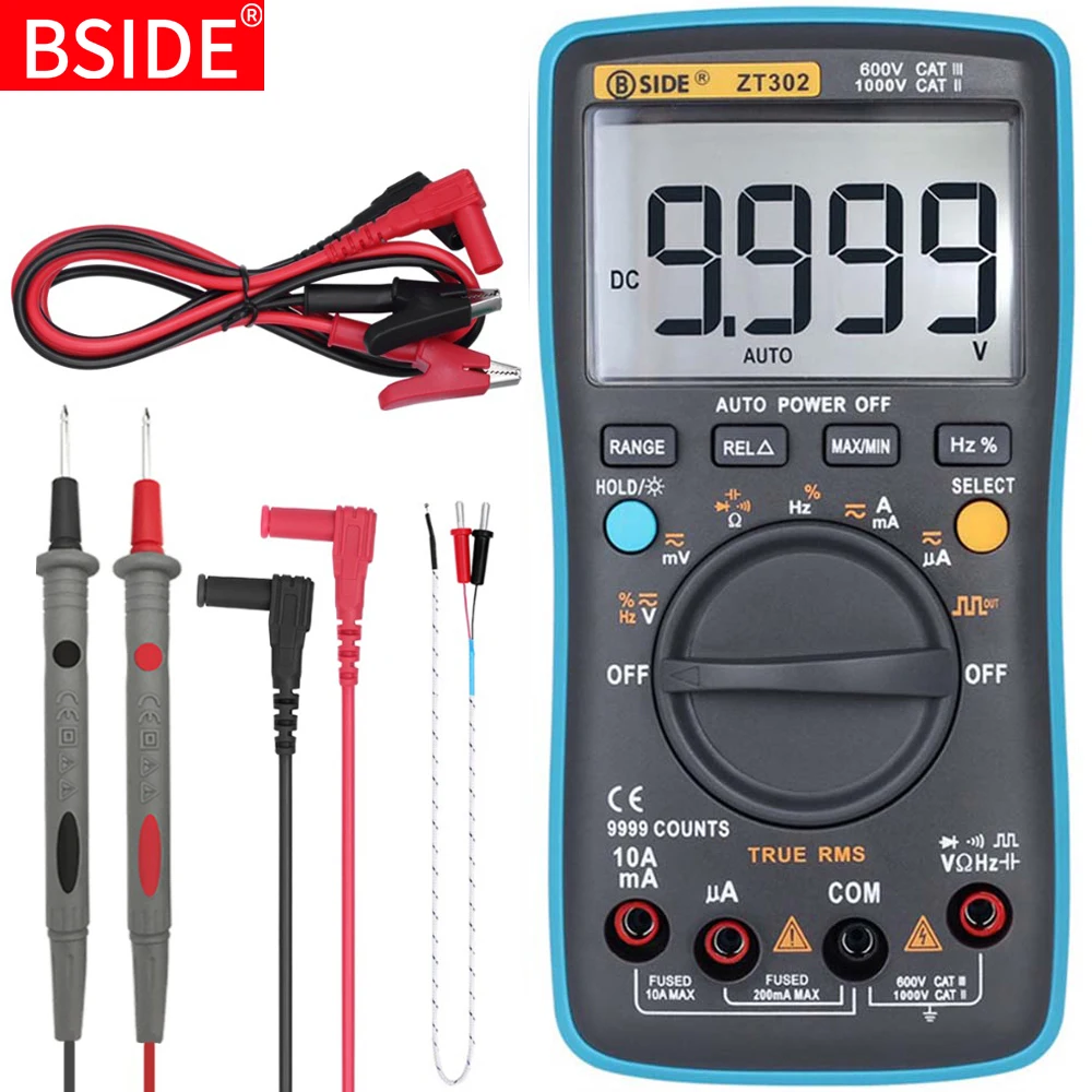 Digital Multimeter BSIDE ZT101 302 True RMS Auto Range Multimetro Voltmeter Ammeter Capacitance Temperature Ohm HZ NCV Tester
Digital Multimeter BSIDE ZT101 302 True RMS Auto Range Multimetro Voltmeter Ammeter Capacitance Temperature Ohm HZ NCV Tester