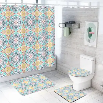 Plaid pattern bathroom sets with Waterproof Polyester fabric Shower Curtain flannel floor mat toilet lid cover U-shaped pad
Plaid pattern bathroom sets with Waterproof Polyester fabric Shower Curtain flannel floor mat toilet lid cover U-shaped pad