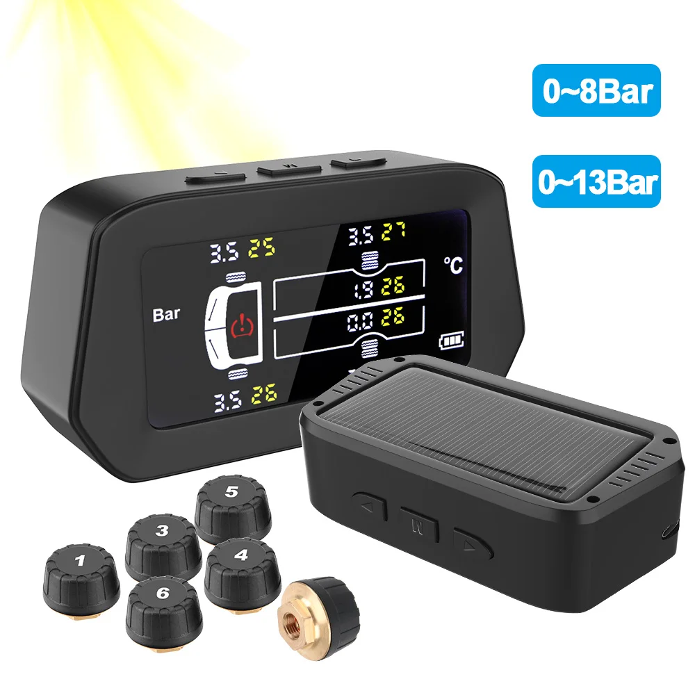 6 Tires Digital LCD Display Car TPMS Tyre Pressure Monitoring System Light Truck Freight Car Security Alarm Systems
6 Tires Digital LCD Display Car TPMS Tyre Pressure Monitoring System Light Truck Freight Car Security Alarm Systems