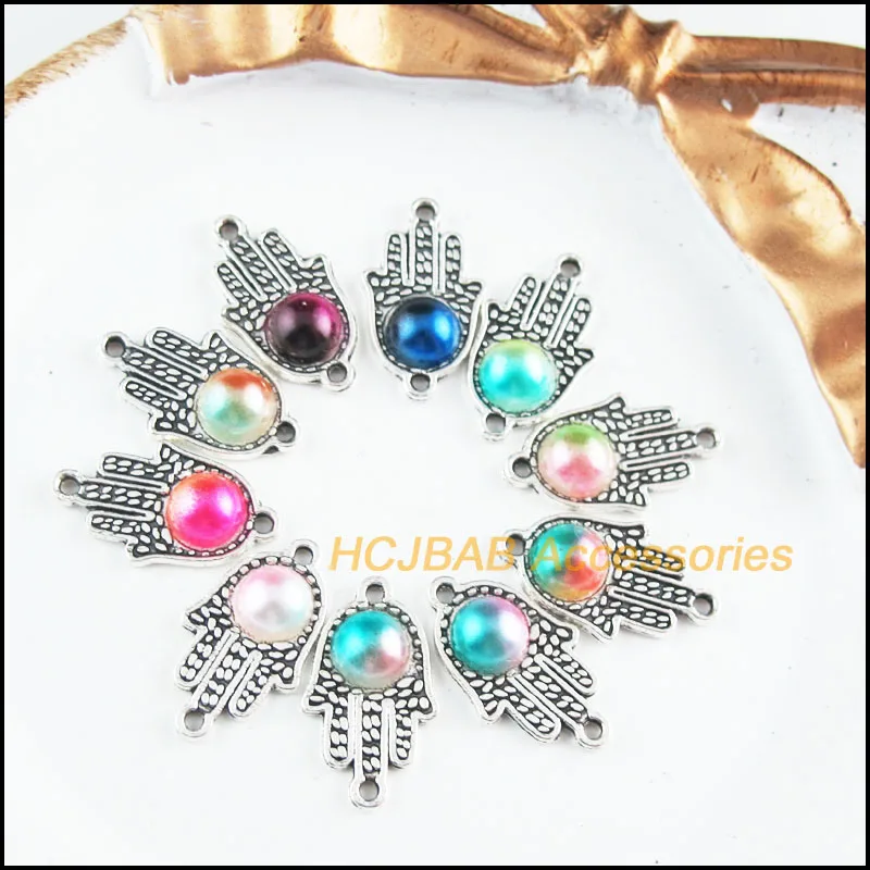 30Pcs Tibetan Silver Tone Retro Hand Palm Mixed Colored Acrylic Charms Connectors 10x18mm
30Pcs Tibetan Silver Tone Retro Hand Palm Mixed Colored Acrylic Charms Connectors 10x18mm