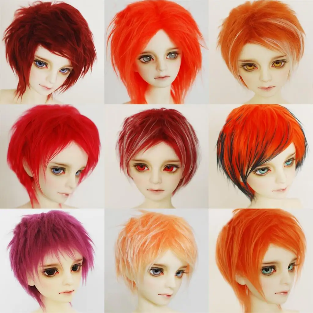 

M0105 children handmade toy 1/12 1/8 1/6 1/3 1/4 uncle Doll wig BJD/SD doll props Accessories Orange red purple hair 1pcs