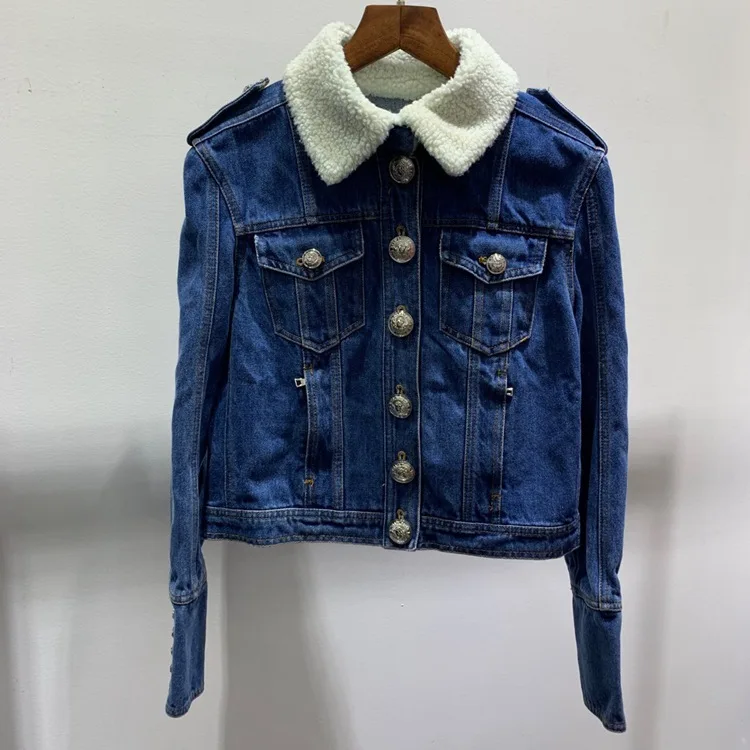 New arrival 2019 Autumn winter women's High quality wool fur collar Denim jackets coat A879
New arrival 2019 Autumn winter women's High quality wool fur collar Denim jackets coat A879
