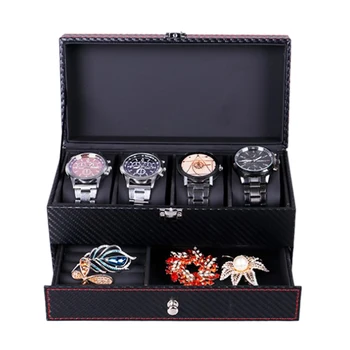 Double PU Leather Box 4 Plaid Watch Storage Box Storage and Display Box Jewelry Storage Box Black
Double PU Leather Box 4 Plaid Watch Storage Box Storage and Display Box Jewelry Storage Box Black