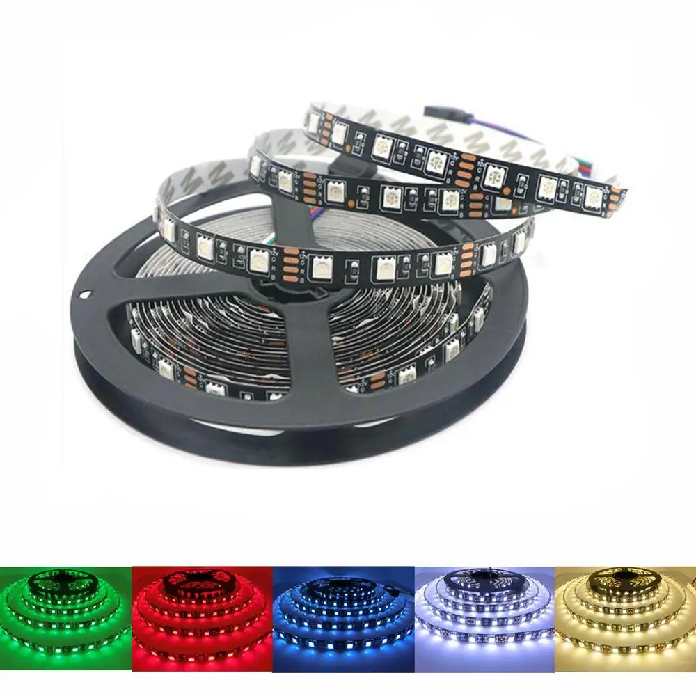 Black PCB Led Light Strip RGB Tape PC 5050 5M 60Led/M Waterproof Neon RGB Led Lights Strips 12V For Room Bedroom Backlight TV
Black PCB Led Light Strip RGB Tape PC 5050 5M 60Led/M Waterproof Neon RGB Led Lights Strips 12V For Room Bedroom Backlight TV