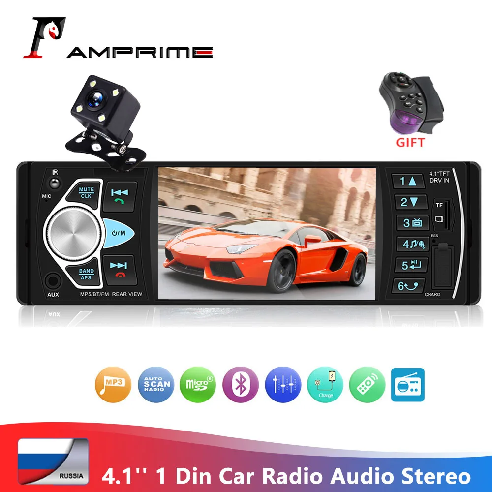 Автомагнитола AMPrime 4022D 4 1 дюйма Din автомагнитола стереомагнитола Bluetooth камера USB