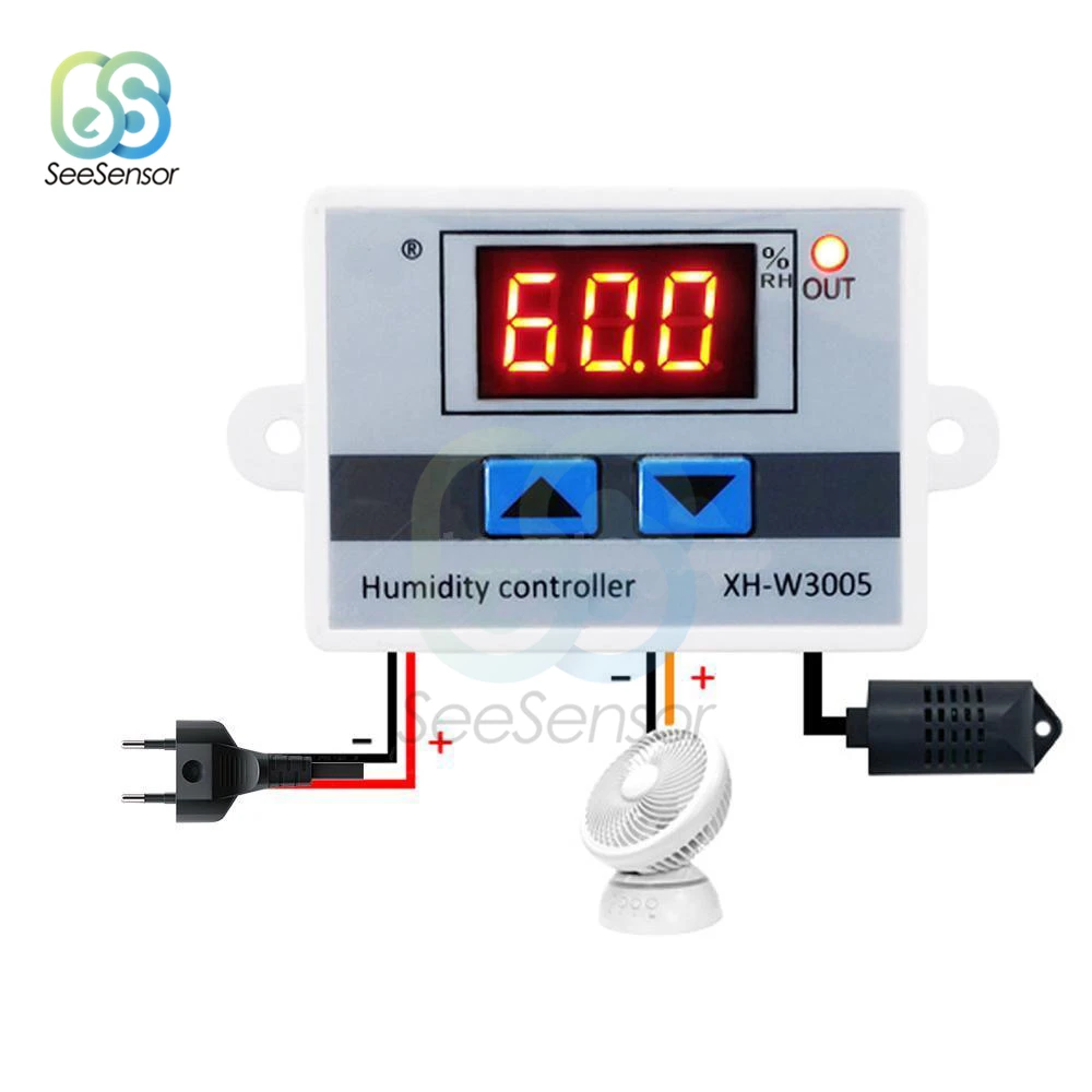 XH-W3005 12V 24V 220V Digital Humidity Controller 0~99%RH Hygrometer Humidity Control Switch Regulator with Humidity Sensor
XH-W3005 12V 24V 220V Digital Humidity Controller 0~99%RH Hygrometer Humidity Control Switch Regulator with Humidity Sensor