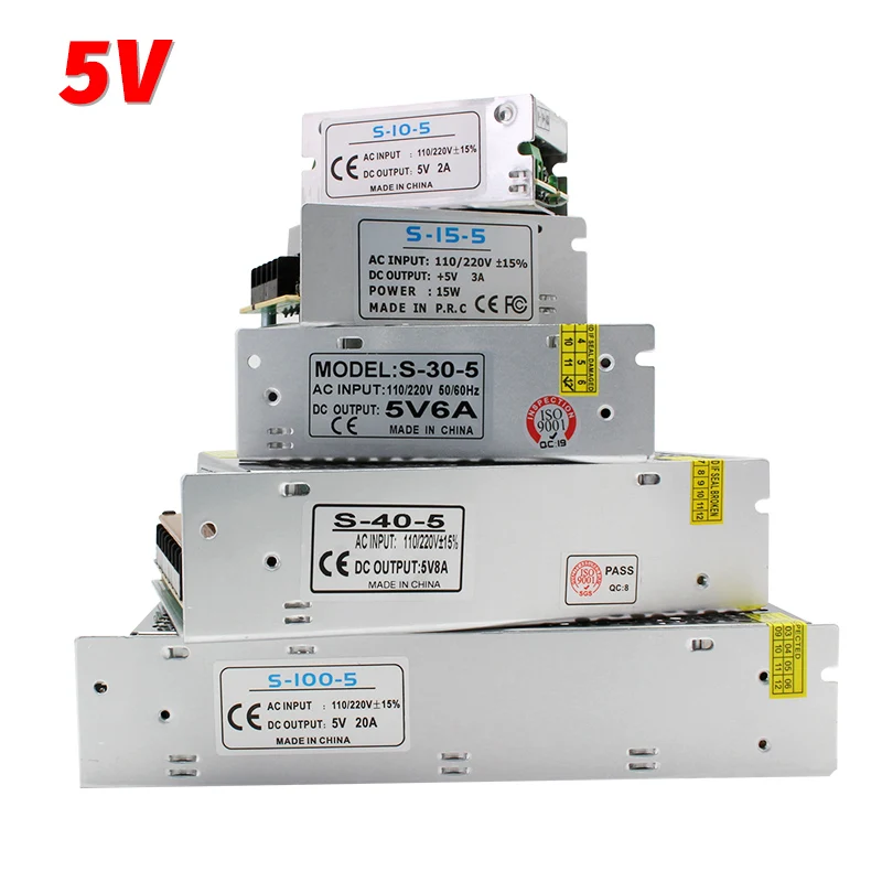 Power Supply 5 Volt 2A 3A 5A 6A 8A 10A 15A 20A 30A 40A Power Adapter 5V Transformer 15W 25W 30W 40W 50W 75W 100W 150W 200W Smps
Power Supply 5 Volt 2A 3A 5A 6A 8A 10A 15A 20A 30A 40A Power Adapter 5V Transformer 15W 25W 30W 40W 50W 75W 100W 150W 200W Smps