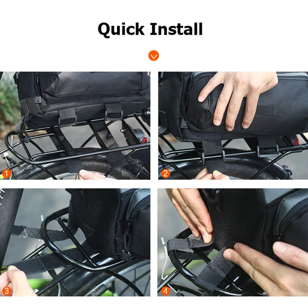 10L Bicycle Rear Rack Bag Carbon Fiber Leather Bike Rear Seat Pannier Large Capacity Cycling Rack Cargo Bags Pouch BC0142 (9)