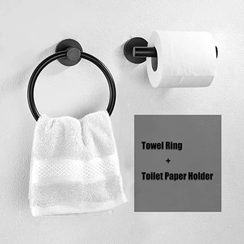 2Pcs Bathroom Hardware Black Towel Ring and Toilet Paper Holder Stainless Steel Bathroom Hand Towel Holder Towel 
2Pcs Bathroom Hardware Black Towel Ring and Toilet Paper Holder Stainless Steel Bathroom Hand Towel Holder Towel