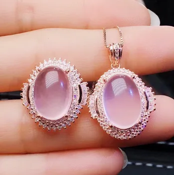 Per jewelry Natural real rose quartz luxury jewelry set 1pc ring 1pc pendant 7.5ct*2pcs gemstone 925 sterling silver J204629 
Per jewelry Natural real rose quartz luxury jewelry set 1pc ring 1pc pendant 7.5ct*2pcs gemstone 925 sterling silver J204629