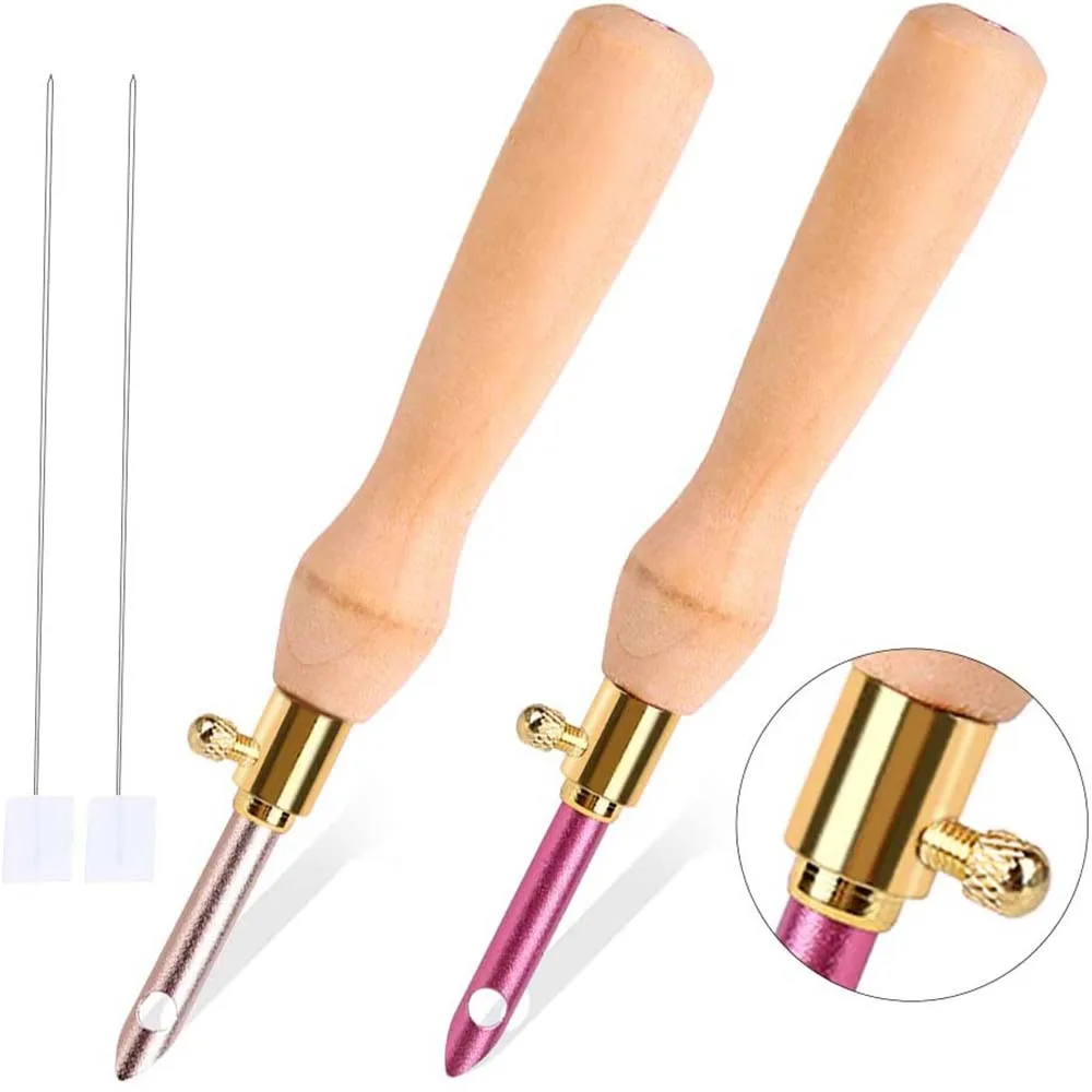 LMDZ 2 Pcs Wooden Handle Embroidery Pens + 2 Pcs Threader, Sewing Punch Needle Set Embroidery Punch Needle Weaving Tools for DIY
LMDZ 2 Pcs Wooden Handle Embroidery Pens + 2 Pcs Threader, Sewing Punch Needle Set Embroidery Punch Needle Weaving Tools for DIY