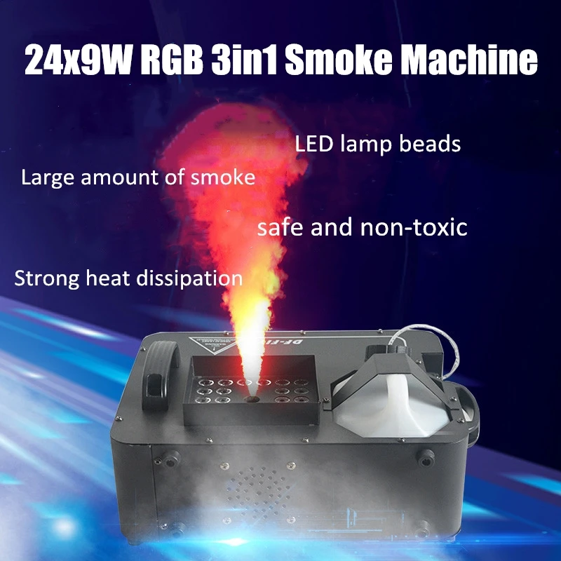 

1500W LED Fog Machine 24x9W RGB Color LEDs Smoke Machine Fogger Hazer Equipment For DJ KTV Wedding Stage Lighting