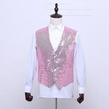 Shiny Sequin Men's Spring Autumn Casual Sleeveless Vest Waistcoat Stage Top Material Sequin Polyester free shipping
Shiny Sequin Men's Spring Autumn Casual Sleeveless Vest Waistcoat Stage Top Material Sequin Polyester free shipping