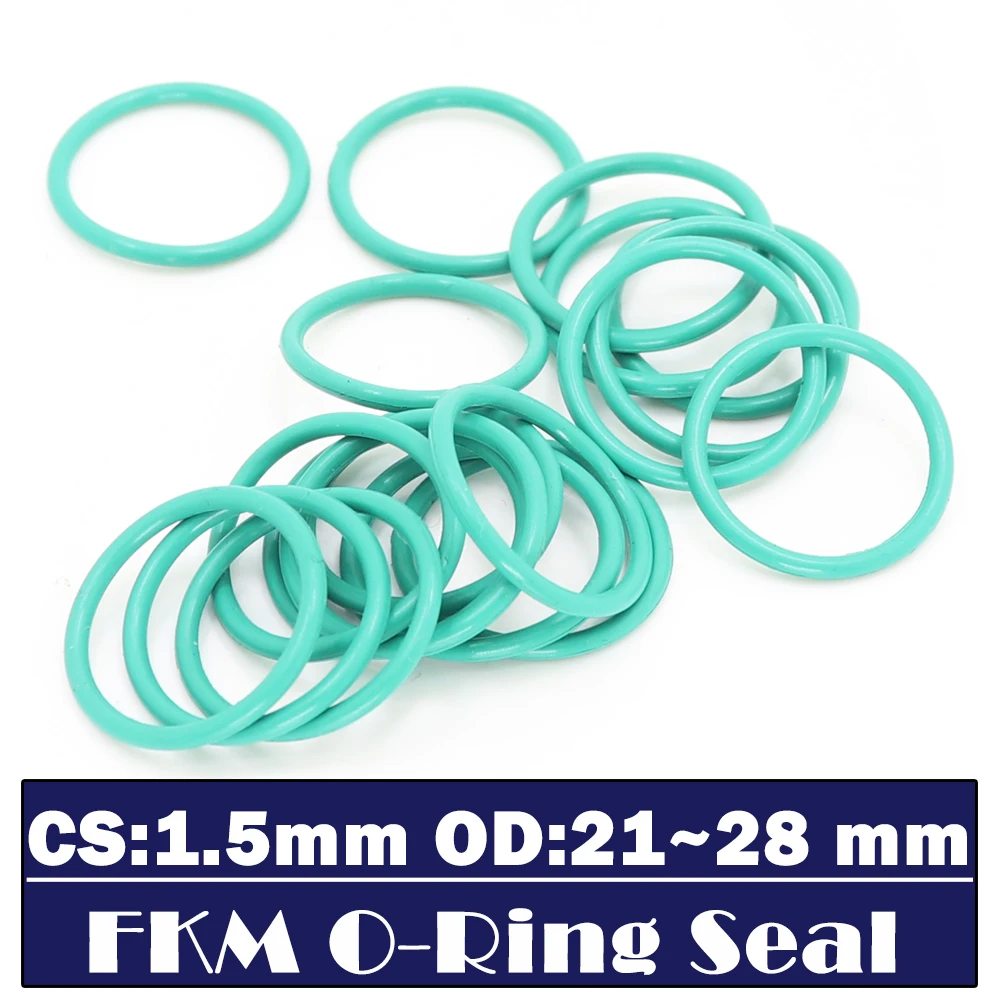 CS1.5mm FKM Rubber ORING OD 21/21.5/22/23/24/25/25.5/26/26.5/27/27.5/28*1.5 mm 100PCS Fluorine Gasket Oil seal Green ORing
CS1.5mm FKM Rubber ORING OD 21/21.5/22/23/24/25/25.5/26/26.5/27/27.5/28*1.5 mm 100PCS Fluorine Gasket Oil seal Green ORing