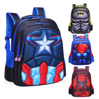 

MARVEL Superman Batman Spiderman Schoolbags Captain America Boy Girl Children School Bags student backpack for Young Peoople