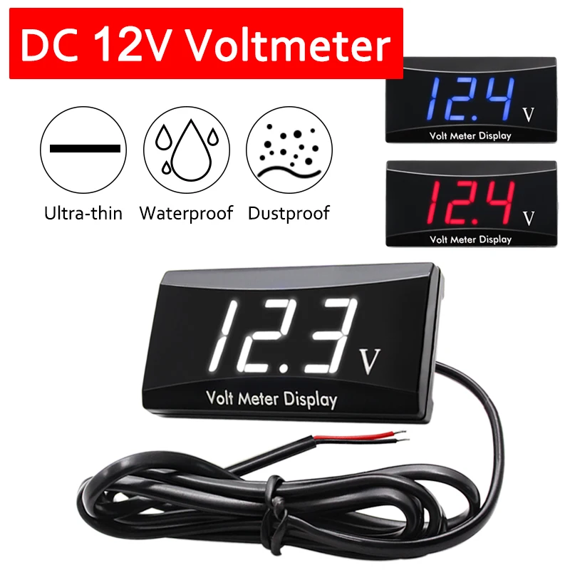 12V Universal Car Motorcycle Voltage Voltmeter Meter Convenient Portable High Accuracy LED Digital Indicator