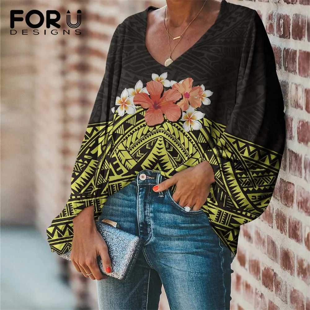 FORUDESIGNS Yellow Women Long Sleeve Chiffon Polynesian Hibiscus Flower Hawaiian Plumeria Print Ladies Loose Plus Size Blouse 
FORUDESIGNS Yellow Women Long Sleeve Chiffon Polynesian Hibiscus Flower Hawaiian Plumeria Print Ladies Loose Plus Size Blouse