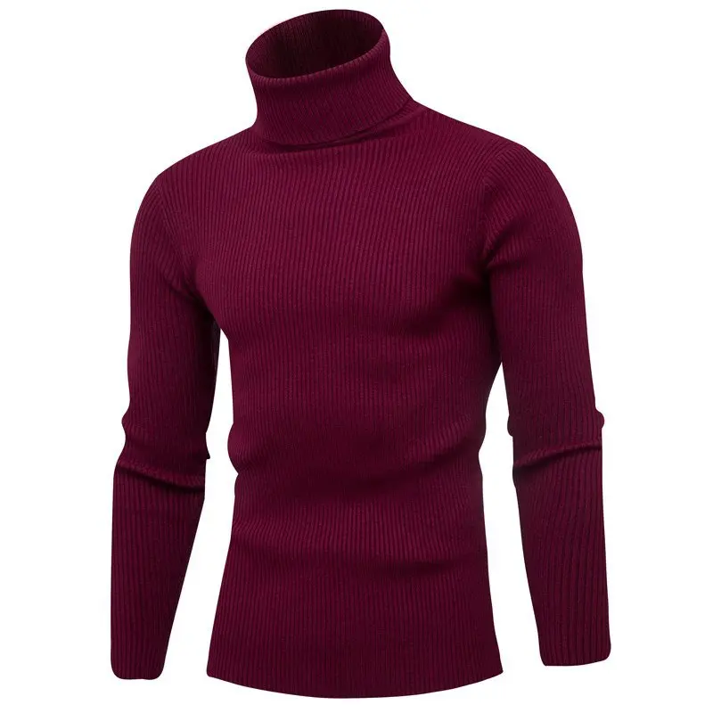 

2021 Autumn Winter Men Sweaters Slim High Collar Long Sleeve Warm Multicolor Handsome Simple All-match Fashion Casual Pullovers