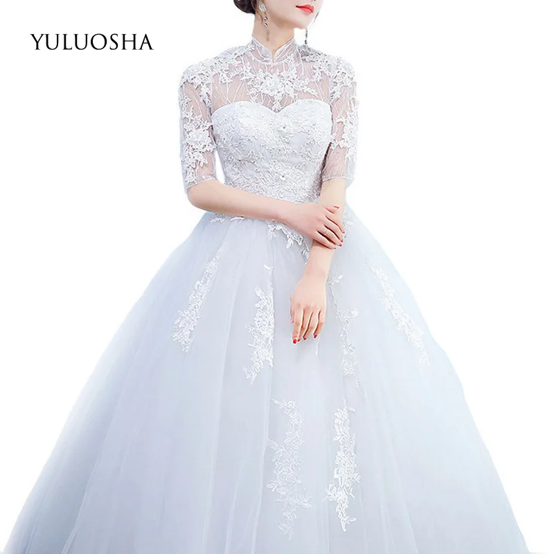 YULUOSHA Custom Made Wedding Dress Appliques Lace Floor-Length Halter Neck Ball Gowns Plus Size Tulle Dress Vestido De Noiva
YULUOSHA Custom Made Wedding Dress Appliques Lace Floor-Length Halter Neck Ball Gowns Plus Size Tulle Dress Vestido De Noiva