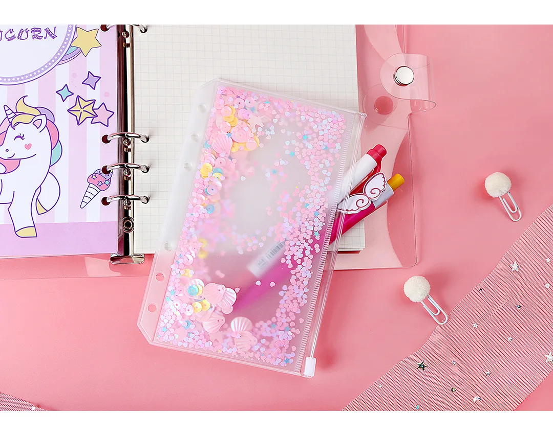 cute pink unicorn pvc shake card spiral notebook